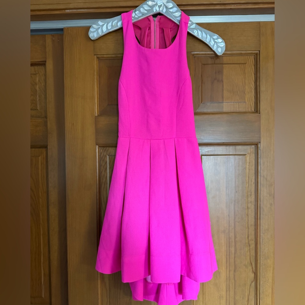 L'ATISTE Hot Pink Sleeveless Pleated Party Dress